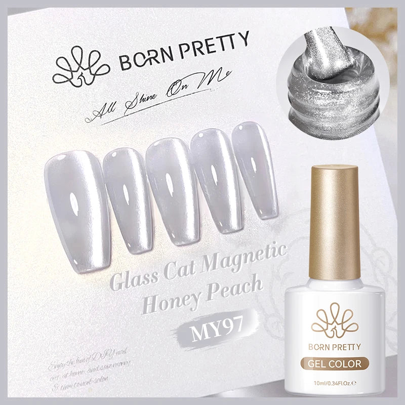 BORN PRETTY 10ml Dark Red Cat Magnetic Gel Nail Polish for Winter Nails DIY Jelly Glass Silver-Light Varnis Semi Permanent