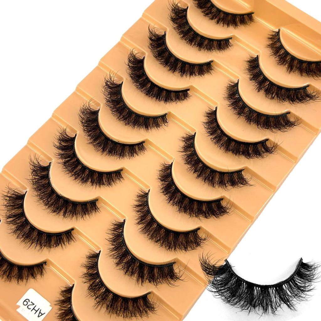10 pairs of Russian striped eyelashes fluffy artificial mink eyelashes 3D fake eyelashes Russian curly eyelashes fake eyelashes