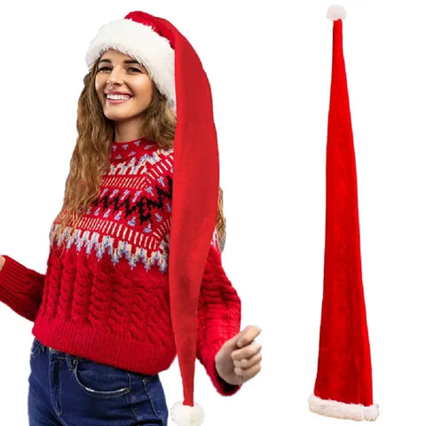 Adult Size Extra Long Santa Hat – Christmas New Year Party Costume Cap Holiday Festival Decoration Accessory for Men Women