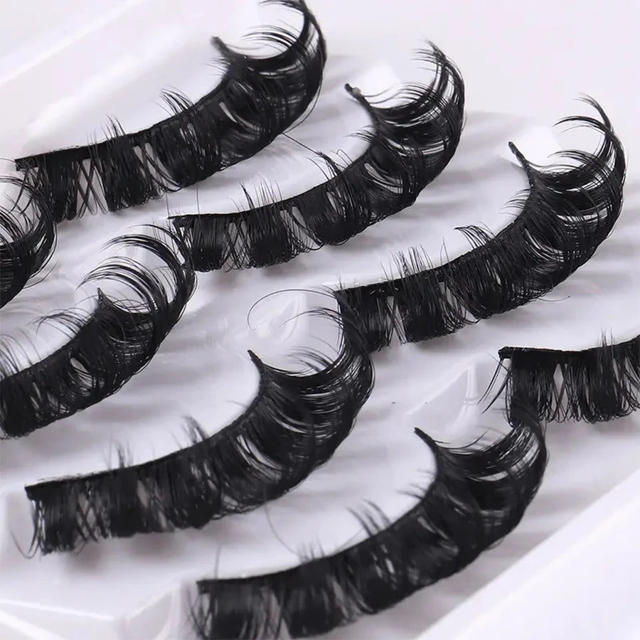 4 pairs of Russian striped eyelashes, fluffy artificial handmade eyelashes, 3D Russian roll style false eyelashes