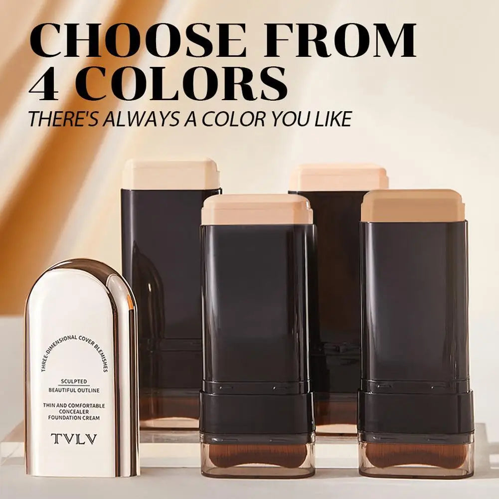 Waterproof Concealer Foundation Stick With Brush - All-in-One Long-Lasting, Oil Control, Brightening Makeup Natural Matte Finish
