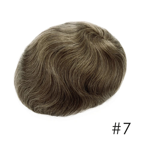 Invisible Knot Natural Hairline Men Toupee Thin Skin Male Wig Remy Human Hair 0.06mm 0.1mm Men's Capillary Prosthesis System