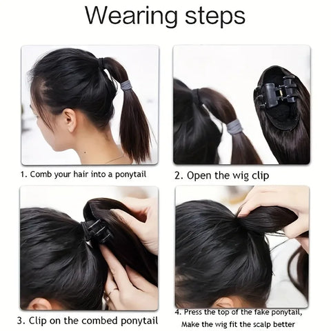 20Inch/50cm Synthetic Long Straight Grab Clip In Ponytail Hair Extensions Hair Piece For Women Hair Accessories