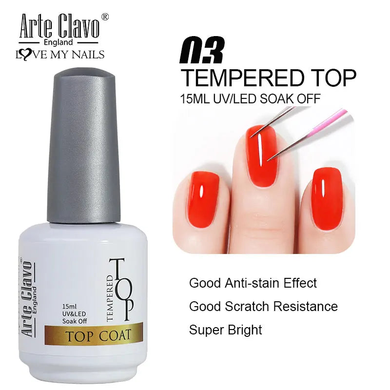 Arte Clavo Transparent Nude Pink Color Jelly Gel Nail Polish Semi Permanent 15ml Top Coat Soak Off UVLED Varnish Nail Art Design