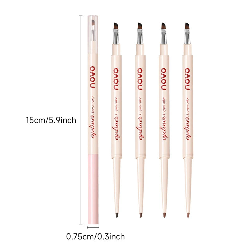 Double-Ended Gel Eyeliner Pen,(Pencil + Fine Angled Brush),Matte Finish & Shimmer,Long-Lasting,Quick-Drying, Waterproof