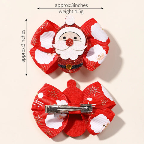 4pcs/set Baby Girl Christmas Party Hair Clips Shiny Santa Deer Decorations Hairpin Kids Headwear Hair Accessories Gifts