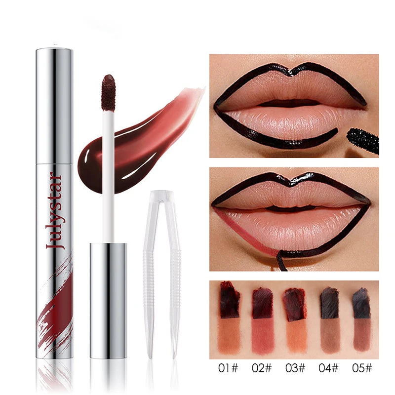 Instant Peel-off Lip Liner Stain Tattoo Lip Gloss Waterproof Tear-off Matte Lips Tint Red Brown Contour Stain Lipstick Makeup