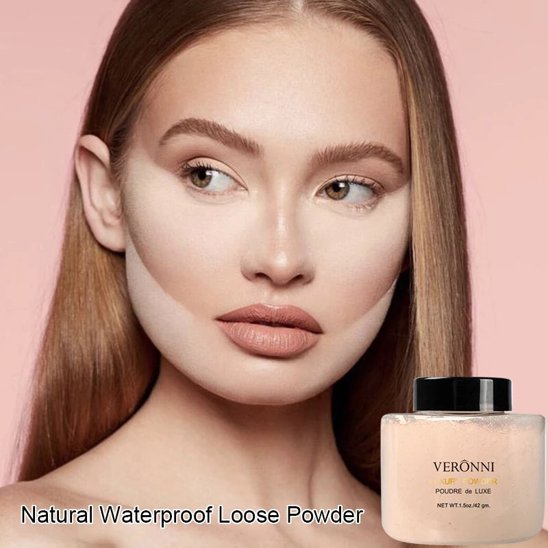 3-Piece Beginner Face Makeup Kit-Matte Waterproof Foundation,Hydrating Primer,Oil-Control Loose Powder,Full Coverage Concealer