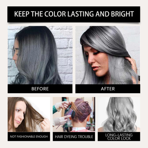 HOEGOA Silver Grey Hair Dye Spray Long-lasting Locking Color Plant Extract Formula Nourishing Roots Hair Care Prevent Dryness