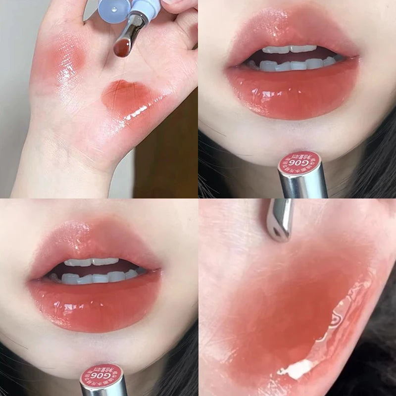 Cappuvini Mirror Water Gloss Jelly Lip Gloss Lasting Non Greasy Metal Ice Clear Glass Lip Tint Moisturize Lip Essence Oil Makeup