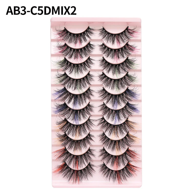 Colored Strip Lashes Fast Shipping Makeup For Clue Mink Eyelashes Full Strip Eyelashes Red Blue Green Eyelashes Wholesale