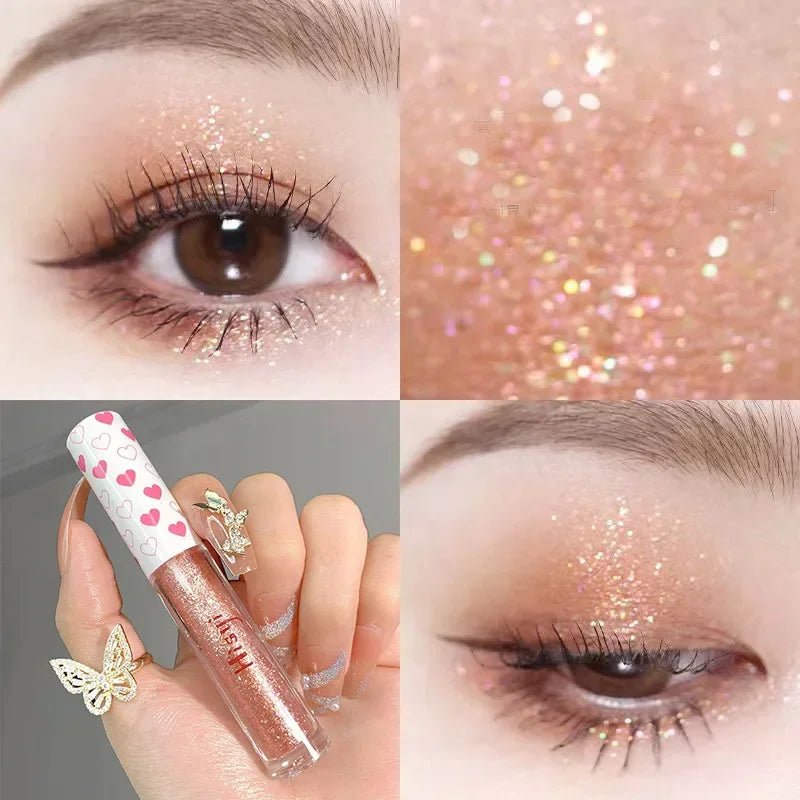 Liquid Eyeshadow Highlighter Waterproof Ultra Shiny Long-lasting Sheet Monochrome Glitter enhances silkworm eyeshadow