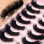 HBZGTLAD 5/8 Pairs of Natural Russian Striped Mink Lashes 3D False Lashes Volume Wavy False Lashes Eyelash Extensions Makeup