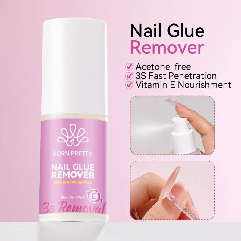 BORN PRETTY 30ml Pinpoint Nail Glue Remover Gel Polish For Press On Nail Quick Dry Gentle Easy To Soften Nail Tips Remover Tool