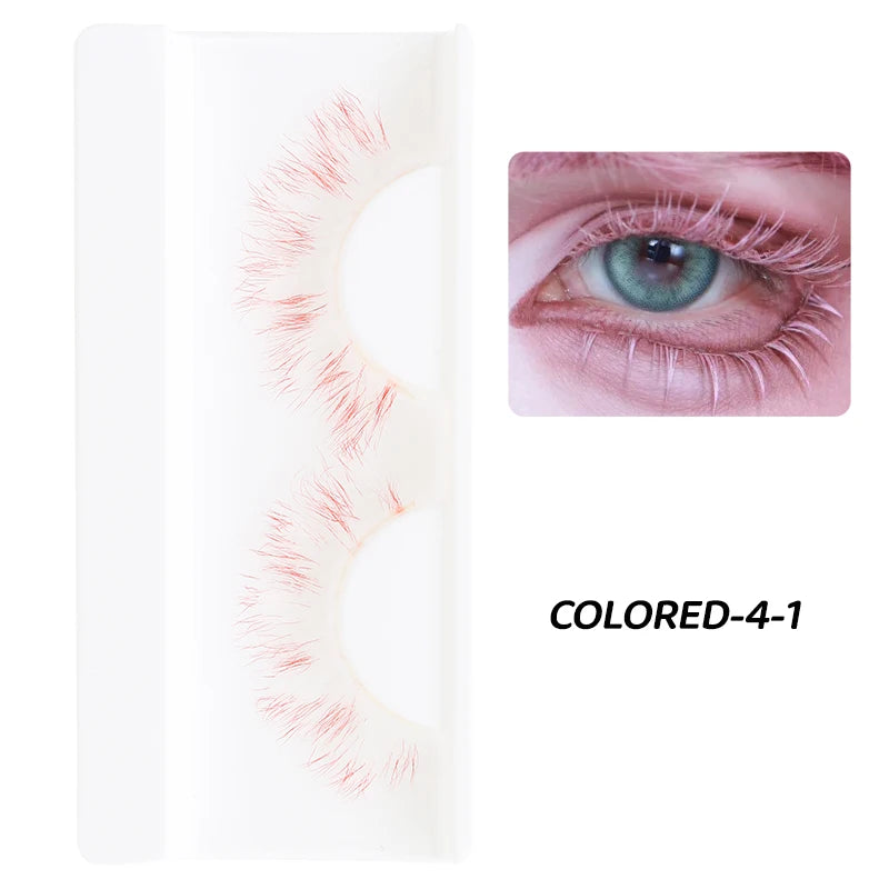 1 Pair Colored Lash Blue Fluffy Strip Lashes Natural Fake Lash Cosplay Makeup Wholesale Color Extension Eyelashes Colorful