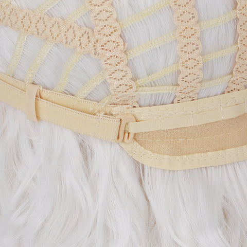 White Curly Wig and Elf Ears for Women Costume Long Curly with Bangs Heat Resistant Synthetic Cosplay Halloween Christmas Party