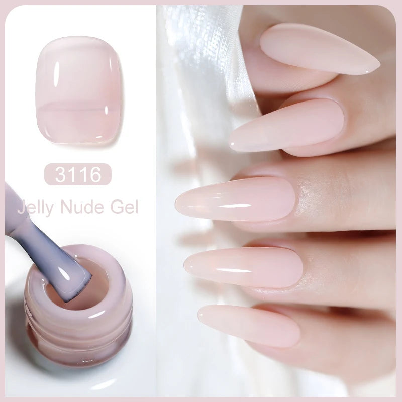 Arte Clavo Transparent Nude Pink Color Jelly Gel Nail Polish Semi Permanent 15ml Top Coat Soak Off UVLED Varnish Nail Art Design