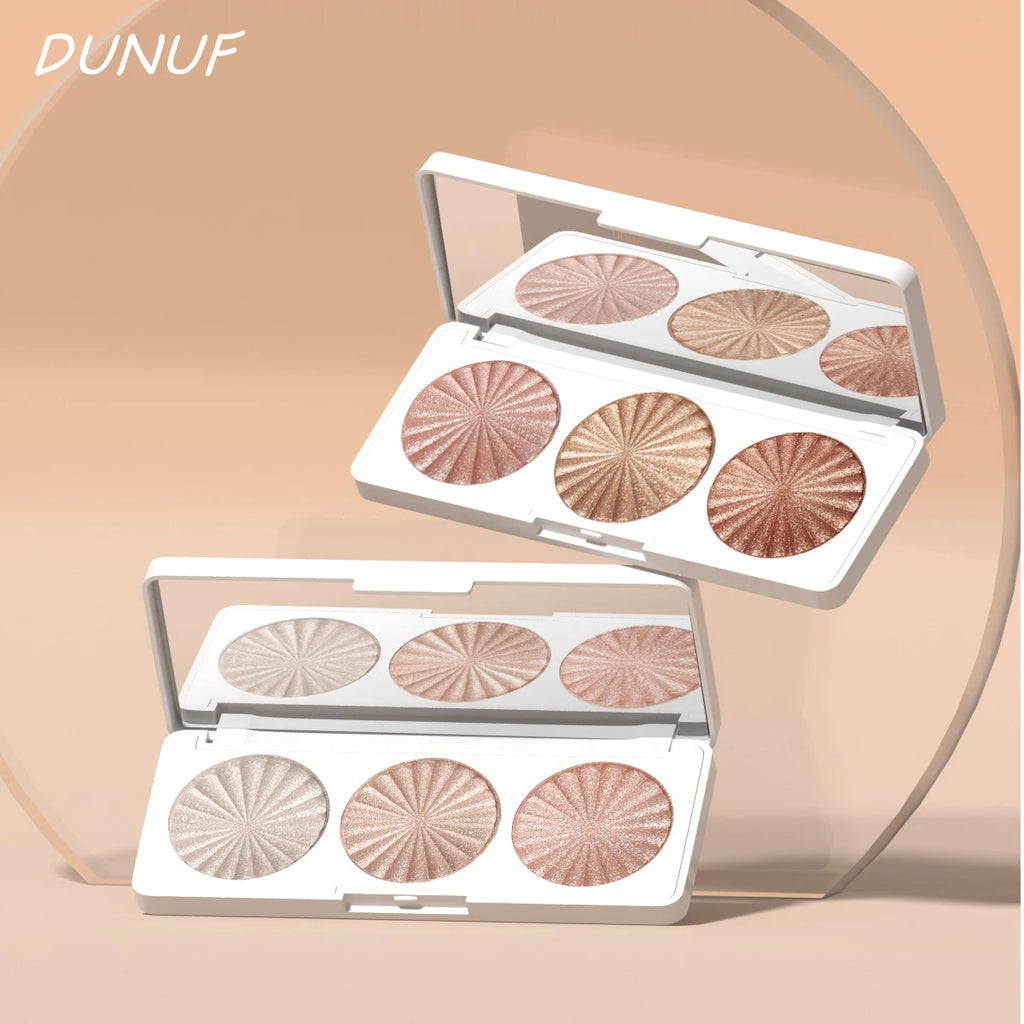 DUNUF 3-color pearlescent brightening high disc, waterproof, sweat-proof and powder-free, fine and smooth without powder flying