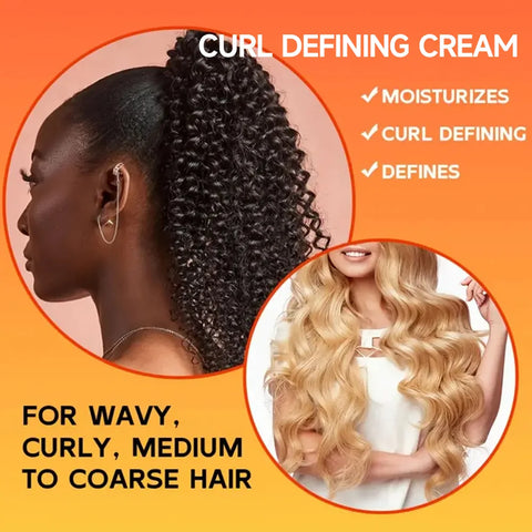 Anti-Frizz Curl Defining Styling Cream - Biotin & Argan Oil Formula, Heat Protection, Enhances Curl Definition, Non-Greasy 1/3PC