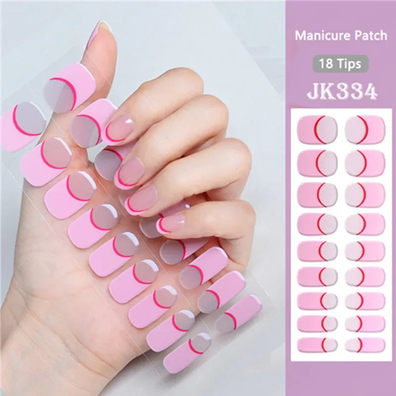 Leopard Semi-Cured Gel Nail Strips Simple Transparent Color Adhesive Long Lasting Gel Nail Stickers Harden In UV Lamp Need