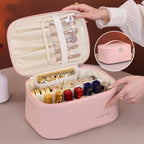 Luxury PU Makeup Bag for Women - Travel Cosmetic Organizer with Zipper Closure, Ideal for Vacation & Gift Use