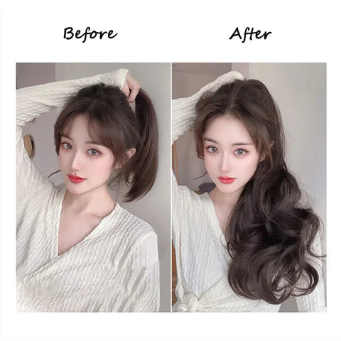 Synthetic Long Straight Claw Clip On Ponytail Hair Extensions 50cm Heat Resistant Pony Tail Hair piece For Women Daily Party