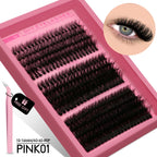 GROINNEYA Cluster Lashes Kit Individual Lashes Volume Mixed Tray 3D Faux Mink Lashes Wispy Eyelash Extension Makeup