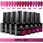8Pcs 8ml Gel Nail Polish Set , Long Lasting, Lead-Free Semi Permanent Soak Off UV Gel Varnish For Summer, DIY Nail Art Design