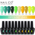 NAILCO 15ml 10pcs/Set Nude Colors Gel Nail Polish UV Gel Nail Polish Pink Nail Lakiery Esmalte Top Base Nail Art Design Vernis