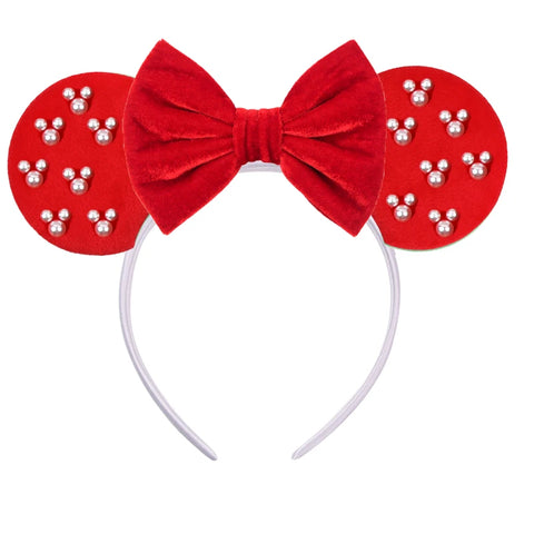 Disney Mickey 3.3"Velvet Ears Headband For Girls Soft Bow Hairband Halloween Festival Party Christmas DIY Hair Accessories
