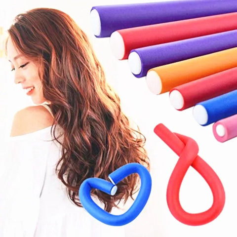 10pcs Foam Heatless Curling Rod Soft  Bendy Twist Curls Tool Sponge Hair Curlers Rollers DIY Hair Styling Tools Set Random Color