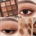 Nine-color chocolate eye shadow plate earth color pearlescent matte glitter fine without makeup