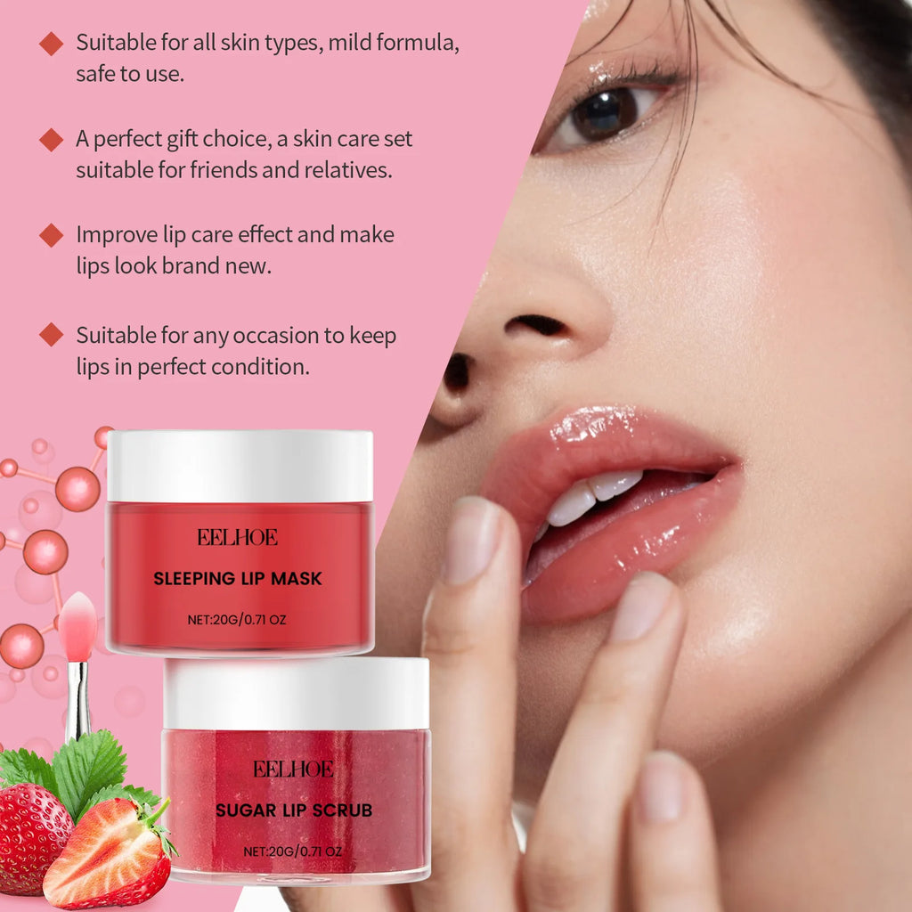 Vitamin C Overnight Lip Care Set Exfoliating Remove Dead Skin Lighten Dark Lips Nourishing Anti Chapped Lips Scrub Sleeping Mask