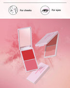 Lakerain 2in1 Cream & Powder Blush Palette Natural Long-lasting High Pigment Blush Makeup Pan Clear Vitality Girl Blush Palette