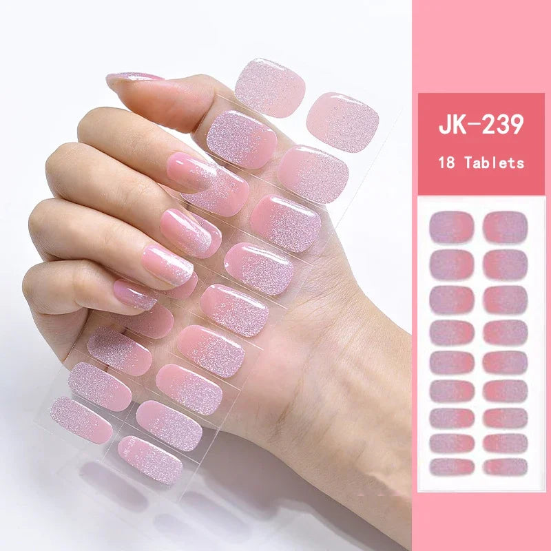 Leopard Semi-Cured Gel Nail Strips Simple Transparent Color Adhesive Long Lasting Gel Nail Stickers Harden In UV Lamp Need