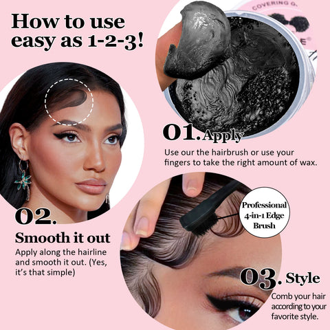 GOIPLE Edge Control Gel for Covering Gray Hair Filling In Thin Areas Black Styling Wax Strong Hold Broken Hair Finishing Pomade