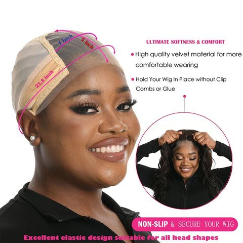 2025 New Lace Wig Cap With Grip Band For Keeping Wigs In Place, 4x5 Wider Transparent Lace For Lace Front Wig