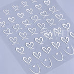 3pcs Valentine's Day Nail Art Stickers 3D Black White Pink Lines Love Heart Nail Decals DIY Adhesive Slider Manicure Decorations
