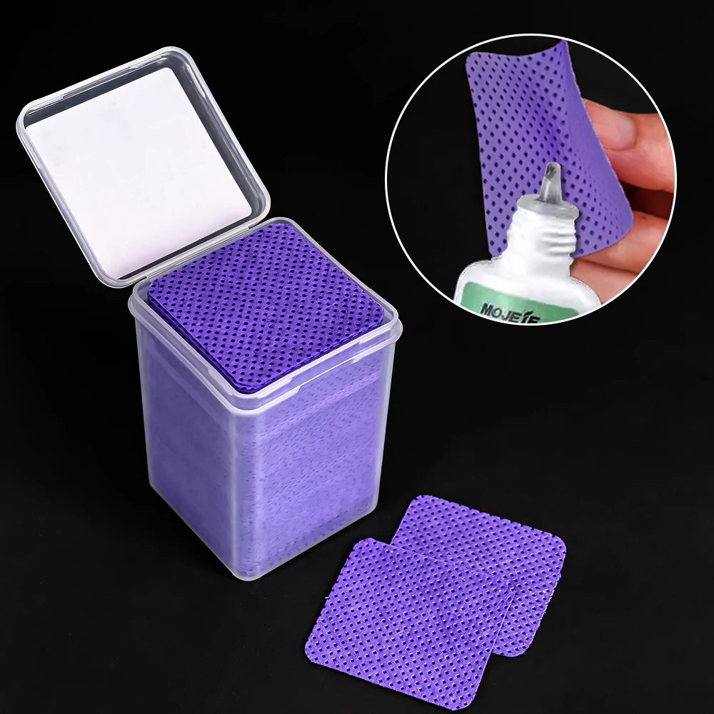 300/200/100Pcs Lint Free Cotton Pads Nail Polish Remover Pink Purple Eye Lash Glue Easy Removal Cleaning Pad for Nails Salon DIY