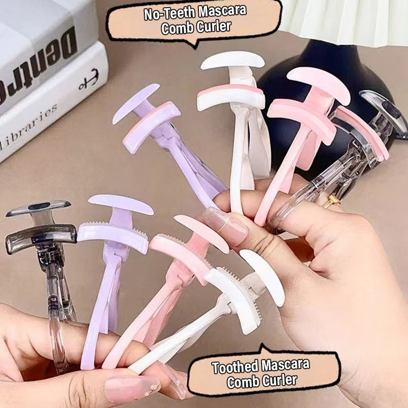 Portable One-Clip Eyelash Curler Wide-Angle Partial Eyelash Curler with Comb Teeth & Rubber Quick Natural Curling Long Lasting