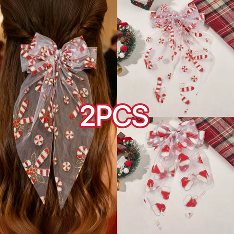 1/2Pcs New Christmas Hair Bows for Women Girls Big Bow Hair Clip Oversized Long Tail Hair Barrette Cute Fashion Hair Accessories