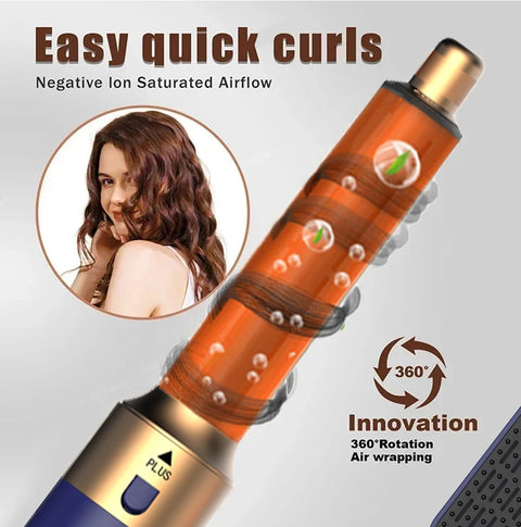 5 In 1 Hair Dryer And Styler Set Professional Hot Air Brush With Curling Iron And Hair Straightener