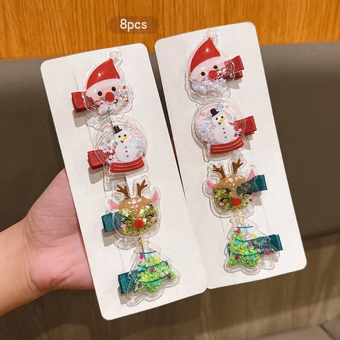 8 Christmas Santa Claus Snowman Christmas Tree Antlers Cute Cartoon Hairpins