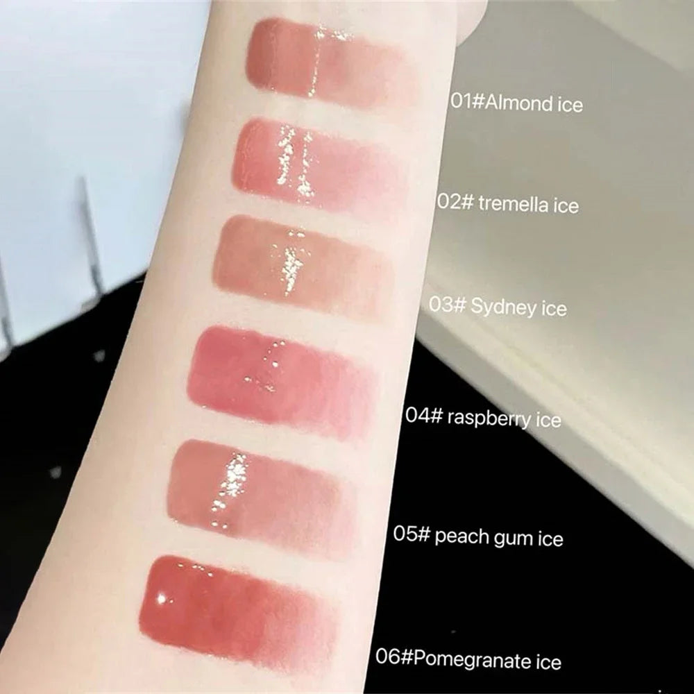 Metal Head Ice Diamond Essence Lip Tint Mirror Water Light Glass Lip Gloss Reduce Lip Wrinkles Moisturizer Lips Pluming Care