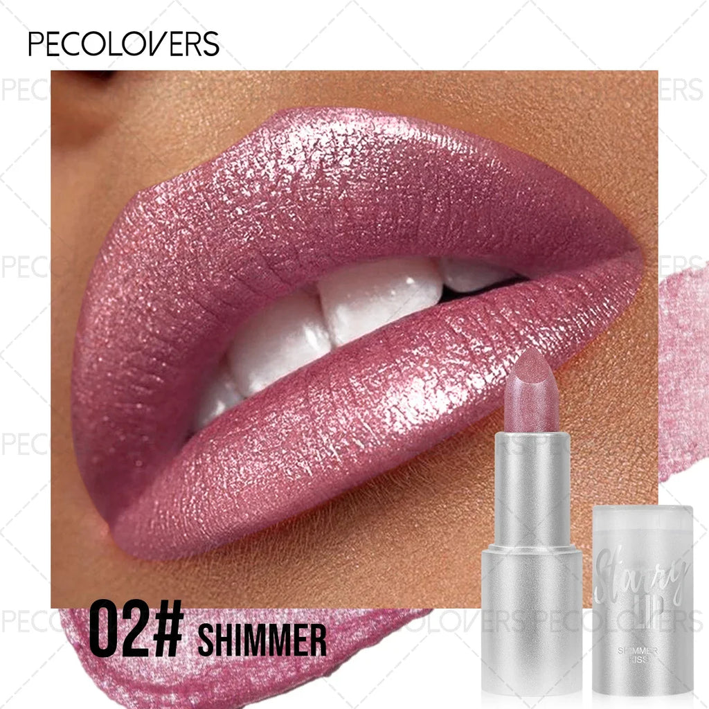 1PC Non-stick Cup, Waterproof, Long-lasting, Rich Colors, Fine Glitter, Pearlescent Lipstick, Ideal Christmas/Halloween Gift