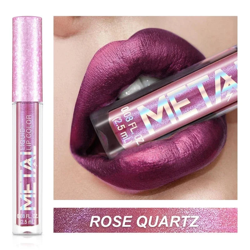 Metallic No-stick Cup Lip Gloss Glitter Matte Moisturizing Waterproof Long Lasting Lip Glaze Liquid Lipstick Lip Makeup Cosmetic