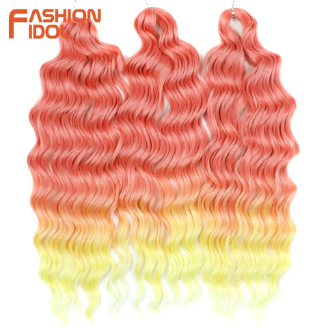 Anna Hair Synthetic Loose Deep Wave Braiding Hair Extensions 24 Inch Water Wave Braid Hair Ombre Blonde Twist Crochet Curly Hair