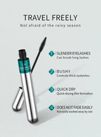 QIC Double Effect 4D Mascara Waterproof Long Curl Natural Thick Eyelash 2-in-1 Black Mascara with 2 Brush Heads
