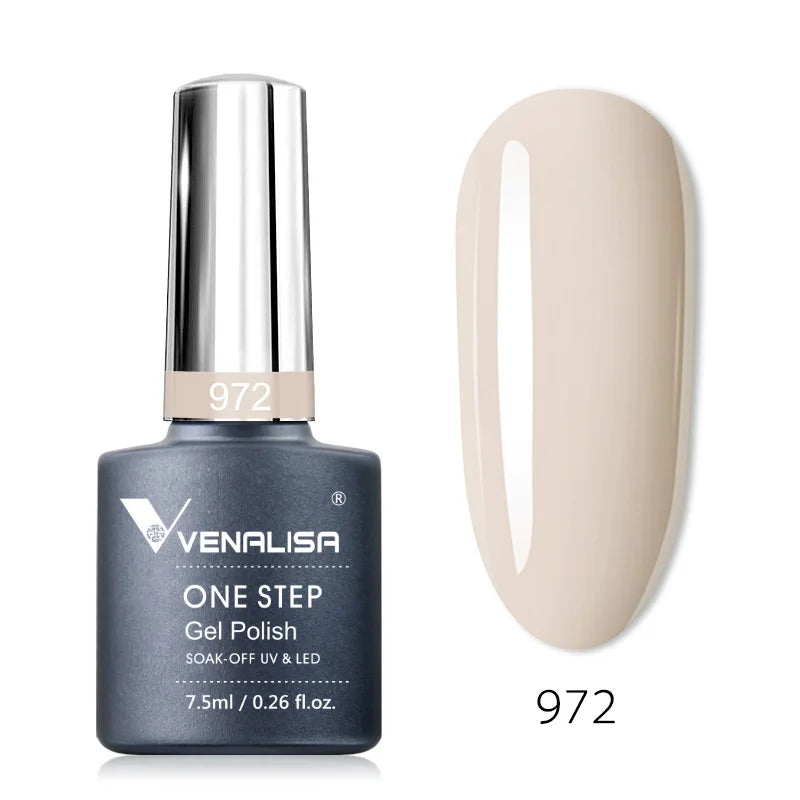 3 in 1 VENALISA  One Step Nail Gel Polish Full Coverage Gorgeous Color Soak off UV LED Nail Gel Varnish Nail Art Salon Lacquer