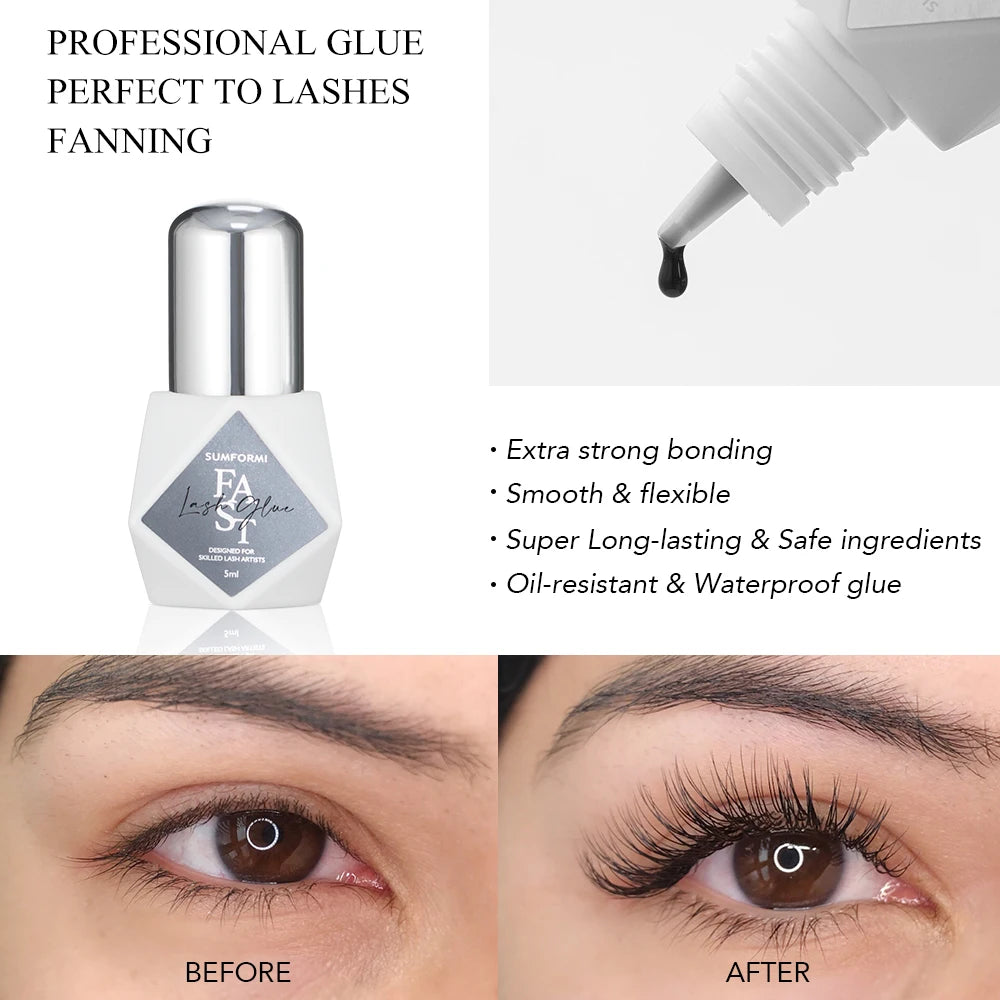 Gollee 0.5-1s Dry Lash Glue Matte Lash Adhesive Primer Eyelash Extensions Long Lasting 6-8 weeks Primer Glue Oil proof Supplies